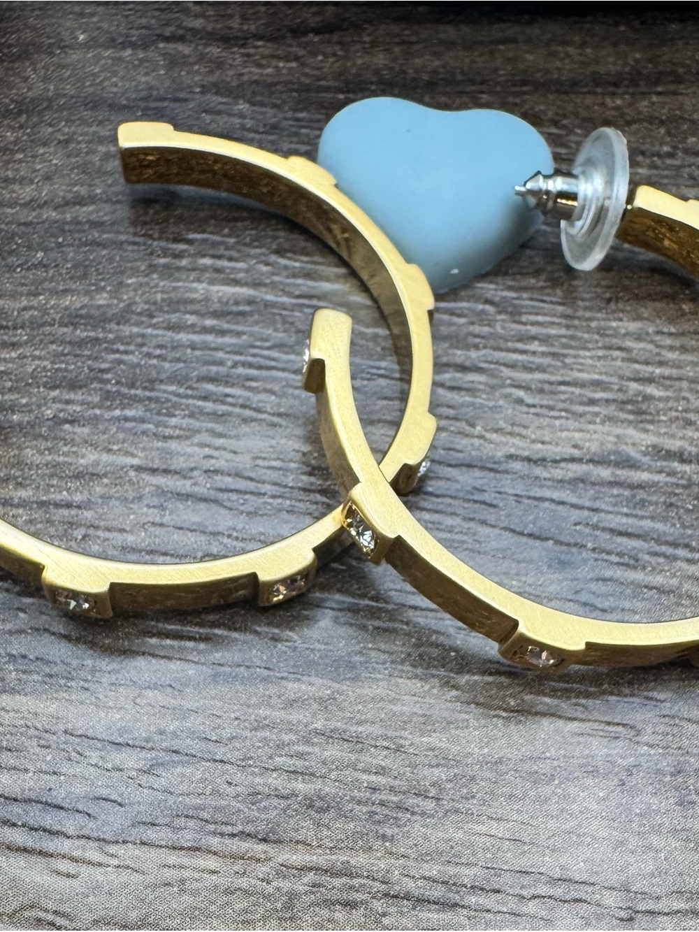 Brighton Meridian Gold Hoop Earrings with Crystal Accents-NWT - Picture 3 of 4